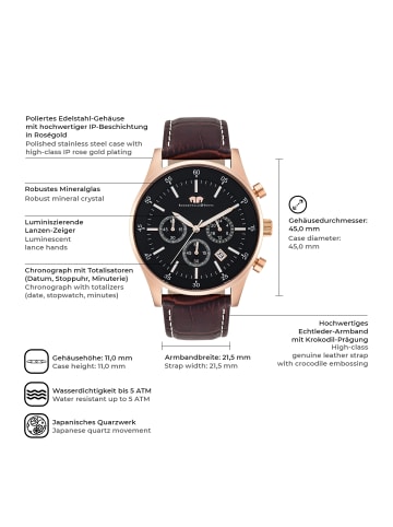 Rhodenwald & Söhne Uhr Goodwill aus Echtleder in dunkelbraun