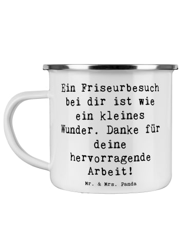 Mr. & Mrs. Panda Kaffeebecher Spruch Friseur Wunder mit Spruch in Weiß