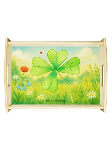 Mr. & Mrs. Panda Tee Tablett Blume Kleeblatt Design ohne Spruch in Weiß