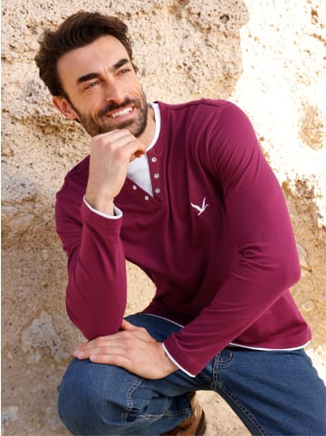 WITT WEIDEN Langarm-Shirt in grau-meliert + bordeaux