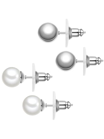 Yokoamii Set (Ohrringe 2er) aus Metall-Legierung mit Muschelkernperle in weiß