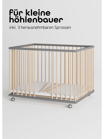 Sämann Sämann Laufgitter mit Matratze SleepPlus Lattenrost Sprossen grau/natur Premium
