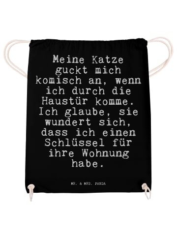 Mr. & Mrs. Panda Rucksackbeutel Meine Katze guckt mich... mit Sp... in Schwarz