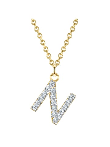 Glanzstücke München Halskette Buchstabe N aus Sterling Silber mit Zirkonia in gelbgold