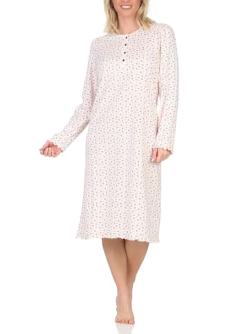 NORMANN Langarm Nachthemd klassische Design Knopfleiste am Hals - 87438 in creme