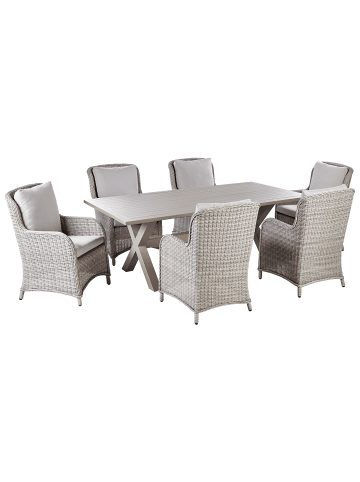 Beliani 7-tlg Gartentisch Set CASCAIS in Beige/Grau