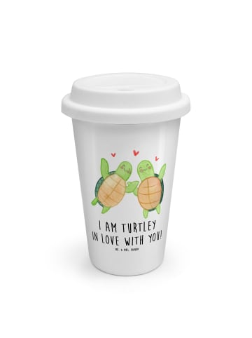 Mr. & Mrs. Panda Thermobecher Schildkröten Paar mit Spruch in Weiß