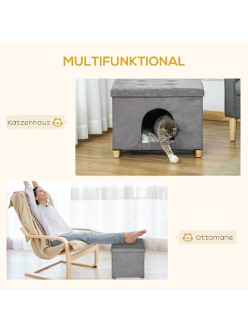 Pawhut Katzenhaus Grau 60L x 45B x 44,5H cm