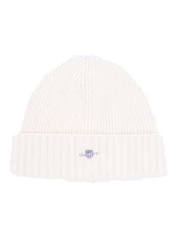 Gant UNISEX. SHIELD WOOL BEANIE in Cream