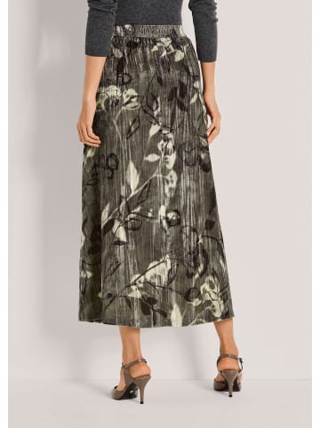 MADELEINE Eleganter Midirock mit floralem Design in bleigrau / multicolor