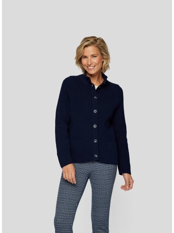 Rabe Strickjacke mit Stehkragen in Blau