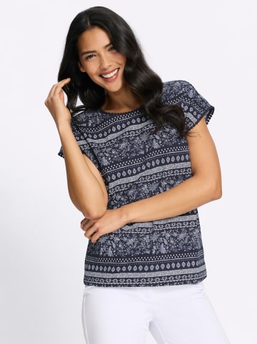 Sieh an! Kurzarm-Shirt in marine-taubenblau-bedruckt