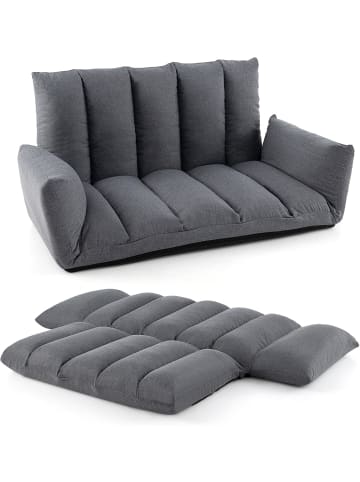 COSTWAY Bodensofa mit 5-Fach Verstellbarer Rückenlehne & Armlehnen in Grau