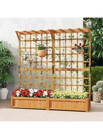 COSTWAY Blumenkasten mit Spalier & Dach 180x48x183cm in Orange