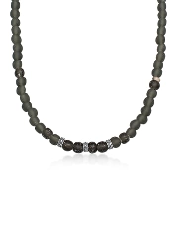 KUZZOI Halskette 925 Sterling Silber Boho, Kugel in Schwarz