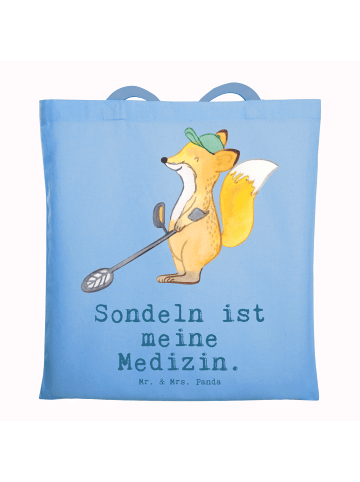 Mr. & Mrs. Panda Tragetasche Fuchs Metalldetektor mit Spruch in Sky Blue