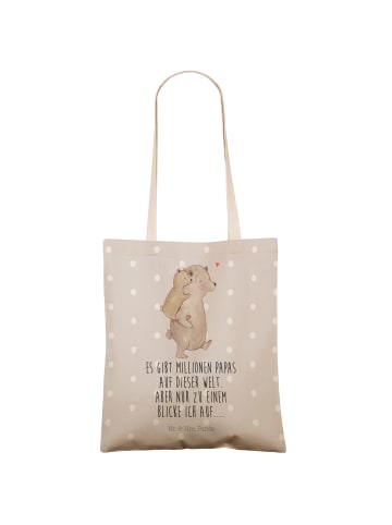 Mr. & Mrs. Panda Tote Bag Papa Bär mit Spruch in Grau Pastell