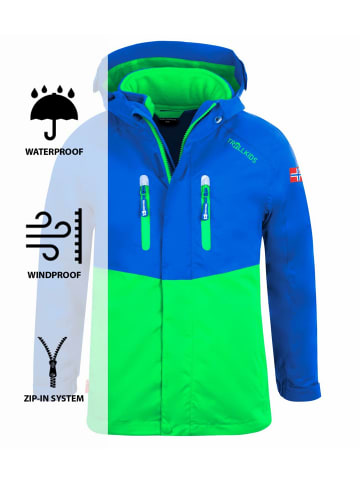 Trollkids 3in1 Jacke "Bryggen" in Mittelblau / Hellgrün