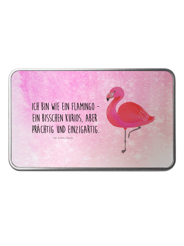 Mr. & Mrs. Panda Metalldose rechteckig Flamingo Classic mit Spruch in Aquarell Pink