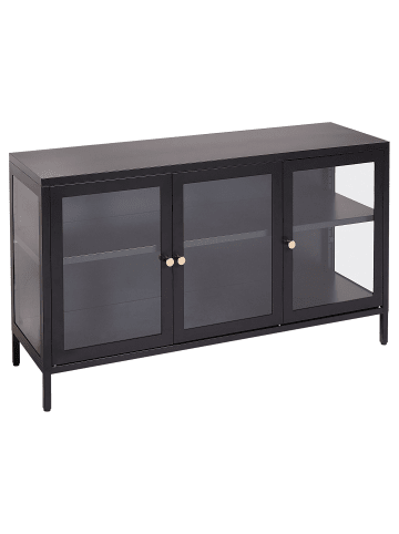Beliani Vitrine NEWPORT in Schwarz - (W) 115 x (H) 65 x (L) 35 cm