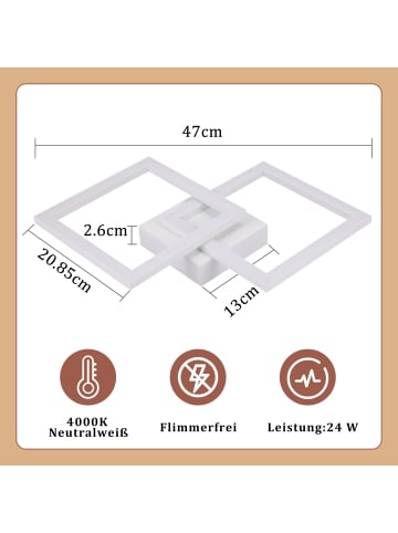ZMH Deckenleuchte LED in weiß 24W 4000K neutralweiß Modern