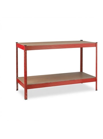 relaxdays Werkbank in Rot - (B)141 x (H)91 x (T)61 cm