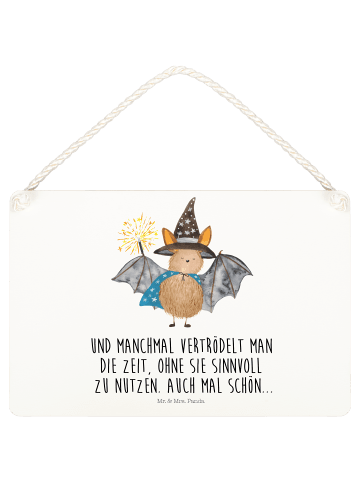 Mr. & Mrs. Panda holzbild Fledermaus Zauberer mit Spruch in Weiß