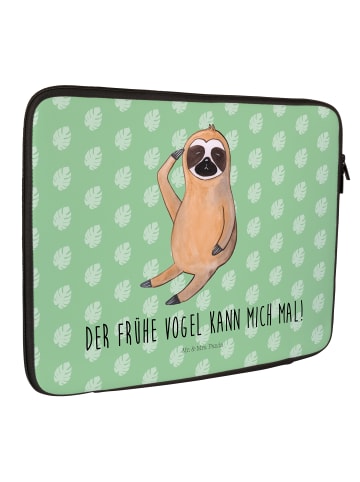 Mr. & Mrs. Panda Notebooktasche Faultier Vogel mit Spruch in Tropengrün