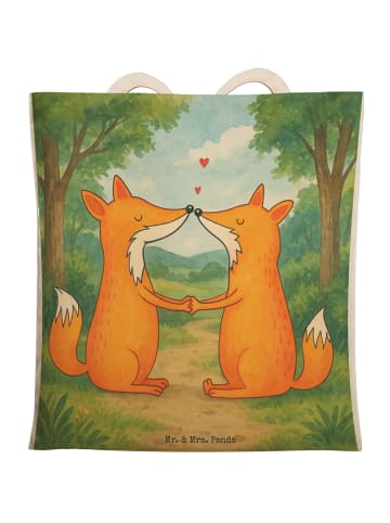 Mr. & Mrs. Panda Beutel Füchse Liebe Design ohne Spruch in Weiß