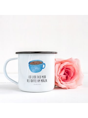 Mr. & Mrs. Panda Tasse Aus Emaille Kaffee Tasse mit Spruch in Weiß