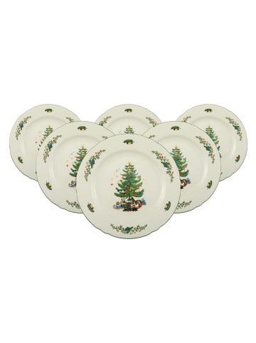 Seltmann Weiden 6er Set Frühstücksteller Marieluise Weihnachten ø 20,1 cm weiß-grün in weiß-grün