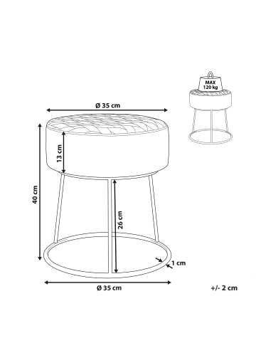 Beliani Hocker DELCO in Weiß/Gold - (W) 35 x (H) 40 x (L) 35 cm