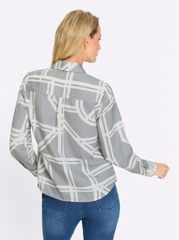 Heine Druckbluse in steingrau-ecru-bedruckt
