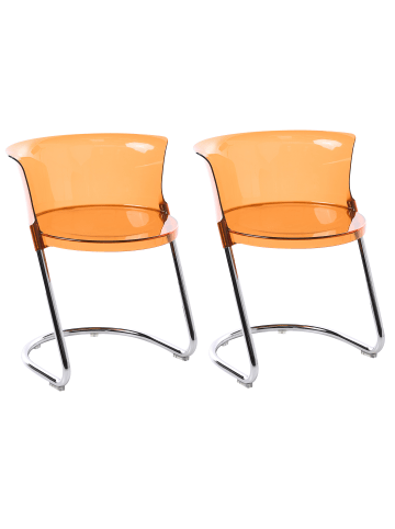 Beliani 2er-Set Esszimmerstuhl OSHKOSH in Orange/Silber