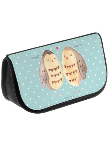 Mr. & Mrs. Panda Waschtasche Eulen Liebe ohne Spruch in Türkis Pastell