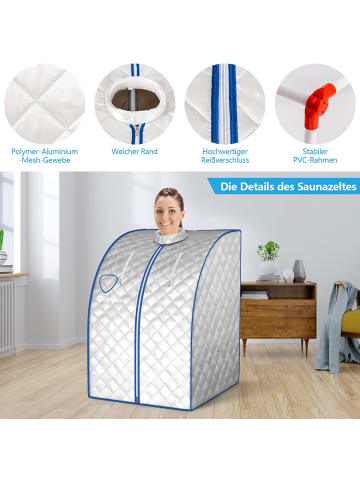 COSTWAY 3L Mini Dampfsauna mit Fernbedienung in Silber