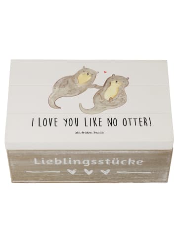 Mr. & Mrs. Panda Truhe Otter Hände halten mit Spruch in Weiß