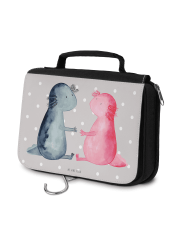 Mr. & Mrs. Panda Kosmetiktasche Axolotl Liebe ohne Spruch in Grau Pastell