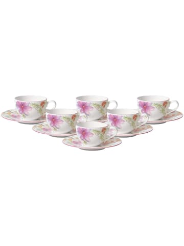 Villeroy & Boch 6er Set Kaffeetassen mit Untertassen Mariefleur Basic in Bunt 250 ml in bunt