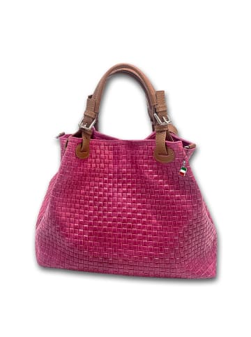 Florence Leder Handtasche, Umhängetasche Florence Tasche pink, braun ca. 31cm