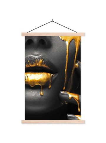 MuchoWow Poster mit Leiste Gesicht gold schwarz  (BxH)