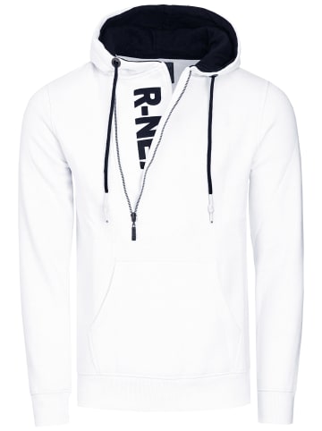 Rusty Neal Streetwear Kapuzen-Sweatshirt mit 1/2 Zipper in Weiß