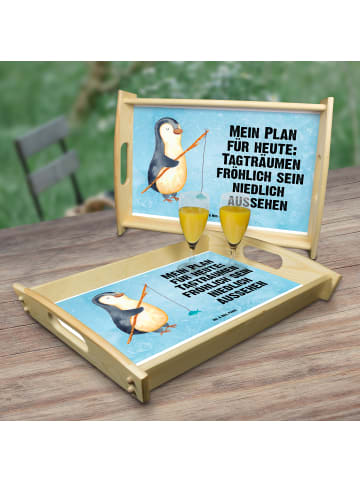 Mr. & Mrs. Panda Serviertablett Pinguin Angler mit Spruch in Eisblau