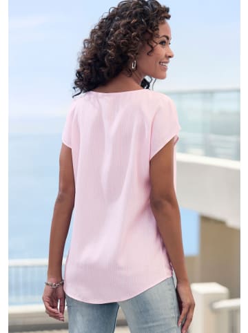 Vivance Kurzarmbluse in rosé-weiß gestreift