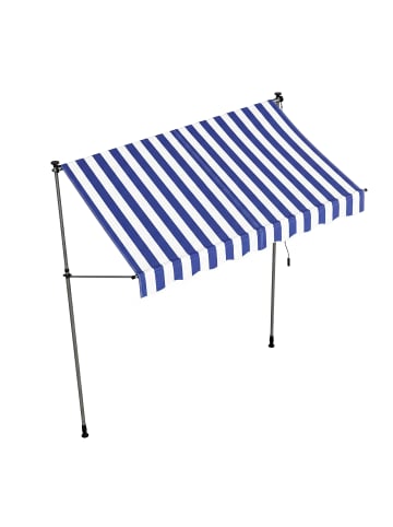 SONGMICS Klemmmarkise Sheld in Blau-Weiß - (B)120 x (H)(220-300) x (T)250 cm