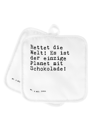 Mr. & Mrs. Panda Topfhandschuhe Rettet die Welt! Es... mit Spruch in Weiß