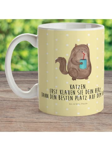 Mr. & Mrs. Panda Kindertasse Katze Dose mit Spruch in Gelb Pastell