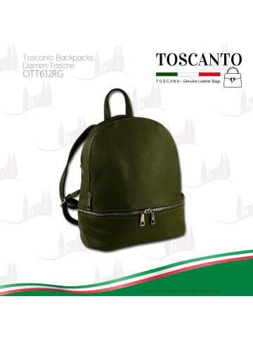 Toscanto Leder Cityrucksack Toscanto Tasche grün ca. 32cm