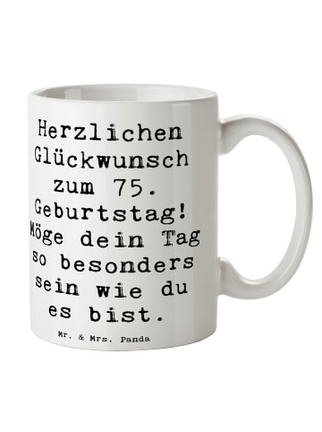 Mr. & Mrs. Panda Becher Spruch 75. Geburtstag Glückwünsche mit S... in Weiß