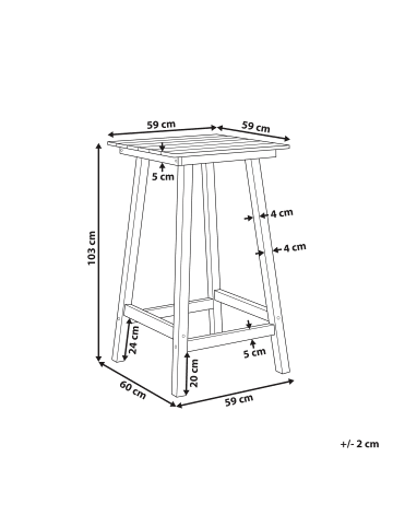 Beliani Stehtisch ADIRONDACK in Grau - (W) 59 x (H) 103 x (L) 60 cm
